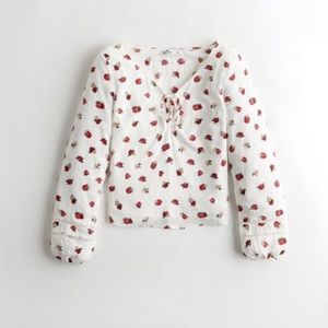 Hollister white floral peasant top. Only worn once